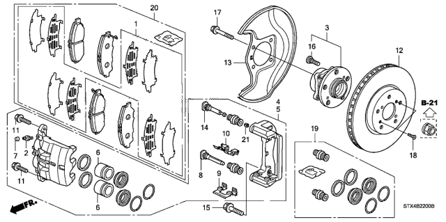 2010 Acura MDX Front Brake Diagram