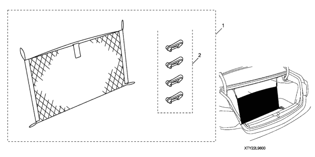 2014 Acura RLX 4 Door TECH (HYBRID) KA DCT Cargo Net Diagram