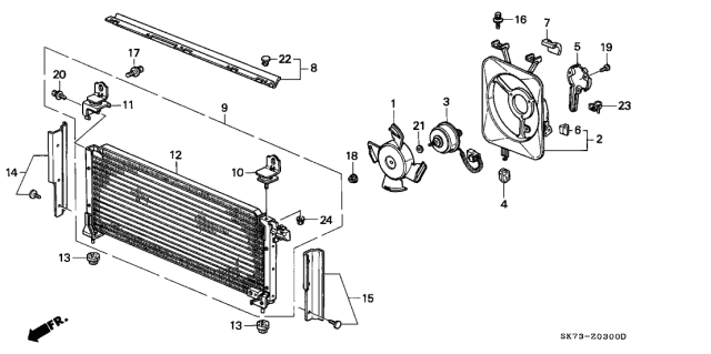 1990 Acura Integra Condenser Mount Diagram for 80175-SE0-000