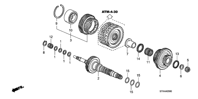 2010 Acura RDX Gear Set, Mainshaft Fourth Diagram for 23461-RJB-306