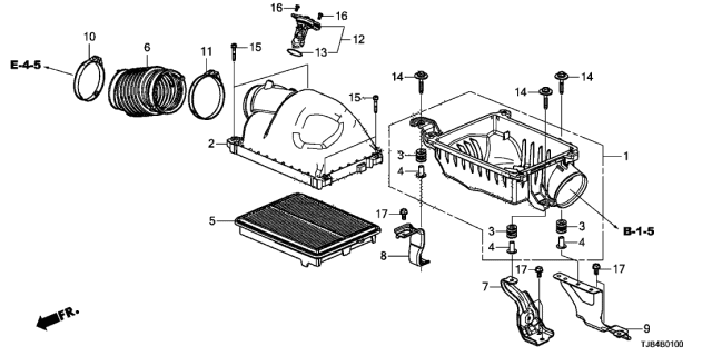 2019 Acura RDX Air Cleaner Stay Component B Diagram for 17262-5YF-A01