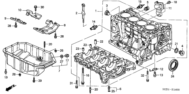 2005 Acura TSX Block Assembly, Cylinder (Dot) Diagram for 11000-RBB-810