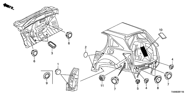 2017 Acura RDX Grommet (Rear) Diagram