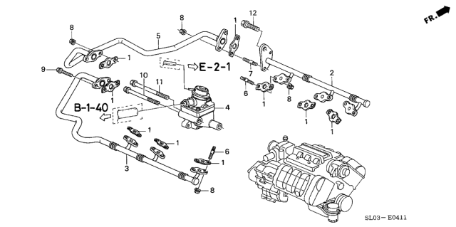 2000 Acura NSX 2 Door NSX-T KA 6MT Second Air Valve Diagram