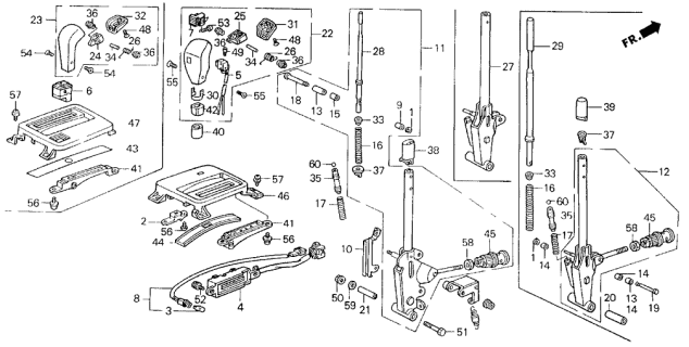 1990 Acura Legend 4 Door L (MOQUETTE) KA 4AT Select Lever Diagram