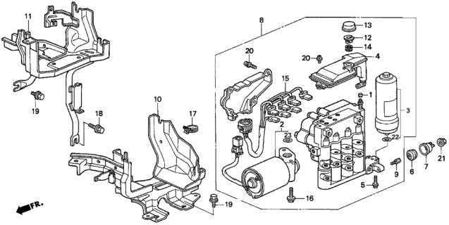1996 Acura TL Abs Brake Modulator Assembly Diagram for 57110-ST5-033