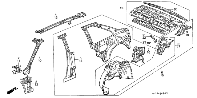 1987 Acura Legend Inner Panel Diagram