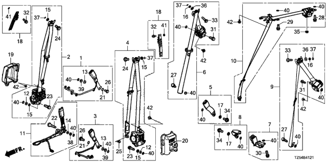 2018 Acura MDX Seat Belts (Front/Middle) (Bench Seat) Diagram