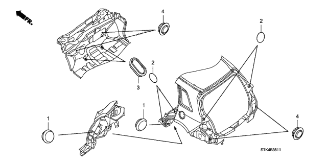 2010 Acura RDX 5 Door TECH (SH-AWD) KA 5AT Grommet (Rear) Diagram