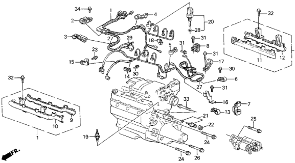 1987 Acura Legend Clamp, Power Steering Switch Wire Harness Diagram for 32137-PH7-003