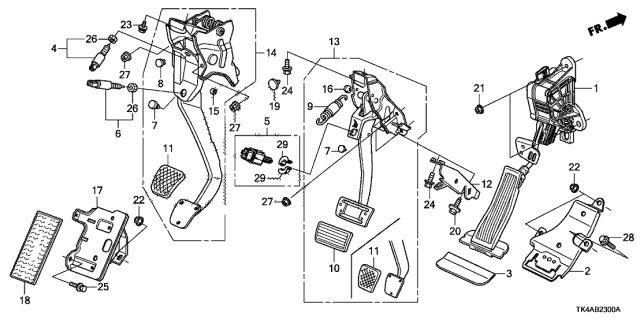 2013 Acura TL 4 Door TECH (SHAWD) KA 6MT Pedal Diagram