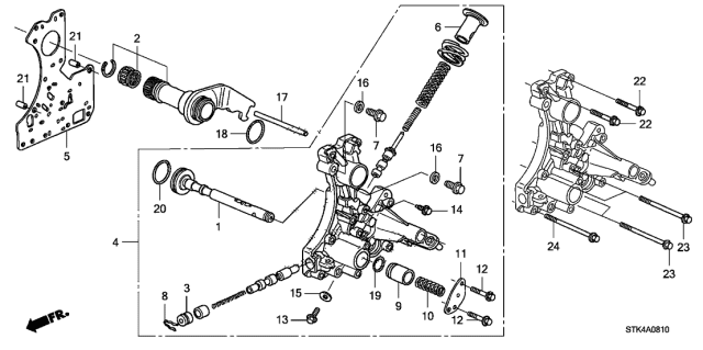 2010 Acura RDX 5 Door TECH KA 5AT AT Regulator Body Diagram