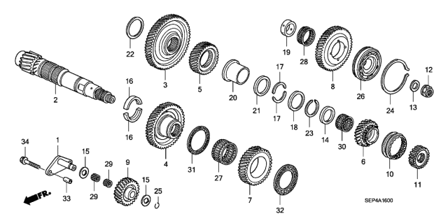 2007 Acura TL 4 Door BASE (NAVIGATION) KA 5AT AT Countershaft Diagram