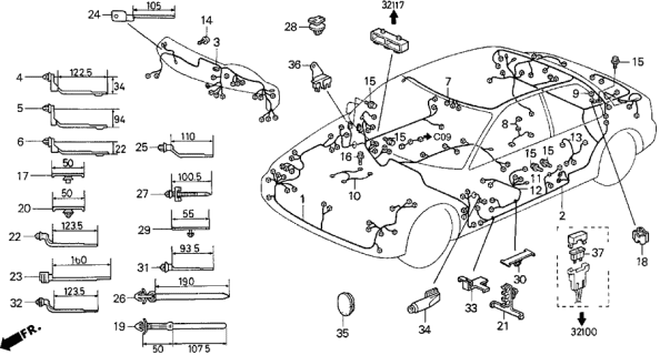 1993 Acura Vigor Wire, Fuel Unit Diagram for 32170-SL4-000