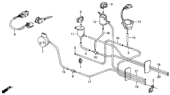 1987 Acura Integra 3 Door LS KA 5MT Control Box Tubing Diagram