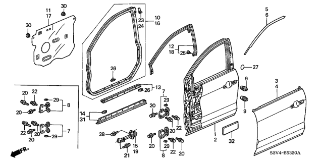 2003 Acura MDX Front Door Panels Diagram