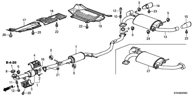 2010 Acura RDX Exhaust Pipe - Muffler Diagram