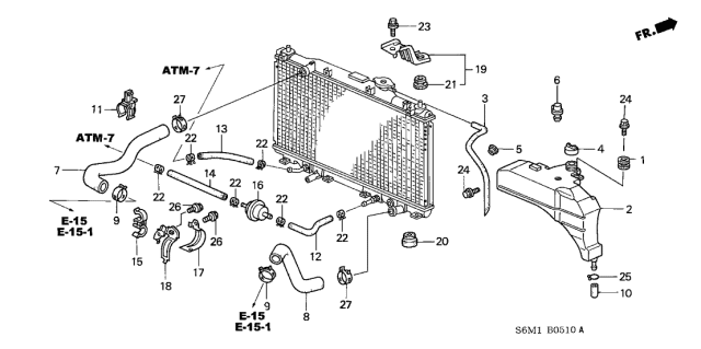 2002 Acura RSX Radiator Hose - Reserve Tank Diagram