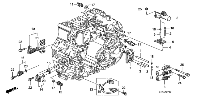 2010 Acura RDX 5 Door TECH (SH-AWD) KA 5AT AT Sensor - Solenoid Diagram