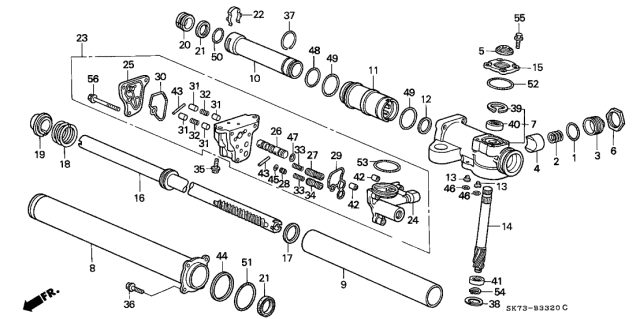 1993 Acura Integra 3 Door GSL (LEATHER) KA 4AT P.S. Gear Box Components Diagram