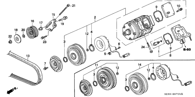 1997 Acura RL A/C Compressor Diagram