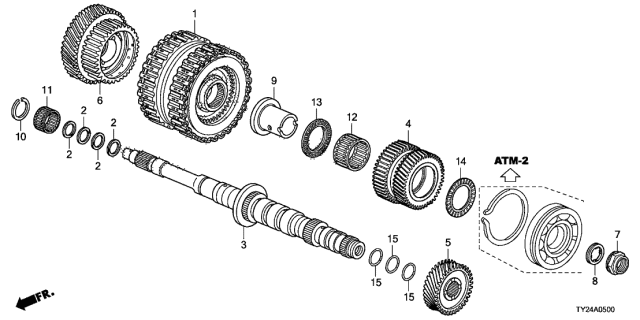 2015 Acura RLX Gear, Mainshaft Fourth Diagram for 23461-R9R-000