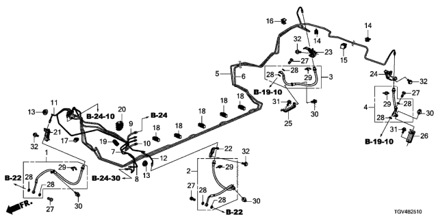 2021 Acura TLX Bracket, Left Rear Hose Diagram for 46436-TGV-A11