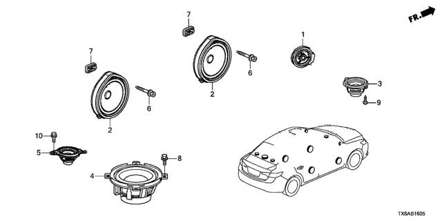 2019 Acura ILX Woofer Speaker Assembly (20Cm) (Els) Diagram for 39120-TX6-A01