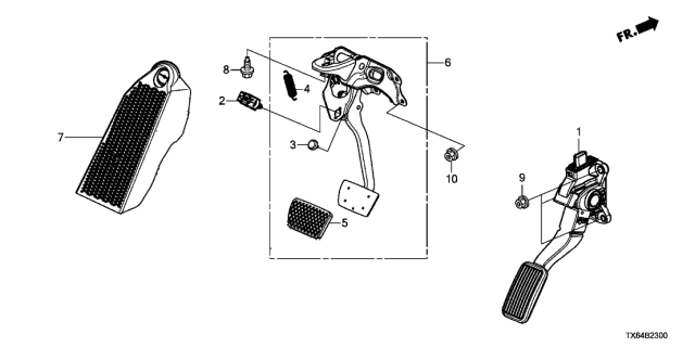 2013 Acura ILX Brake Stop Push Pedal Diagram for 46600-TX6-A81