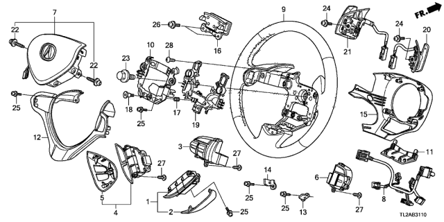 2014 Acura TSX Steering Wheel (SRS) Diagram