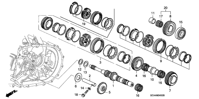 2005 Acura TSX Mainshaft Fifth Gear Diagram for 23580-RAS-010