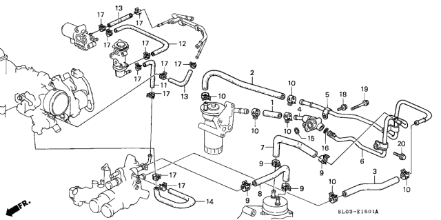 1992 Acura NSX Bypass Hose B Diagram for 19523-PR7-A00