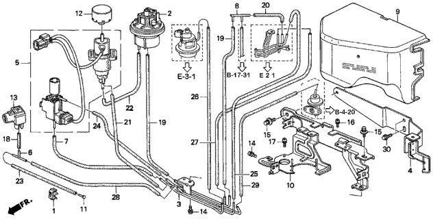 1998 Acura TL 4 Door BAS3.2 KA 4AT Control Box (V6) Diagram