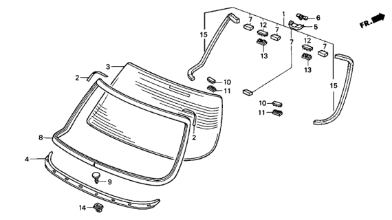 1998 Acura TL 4 Door BAS3.2 KA 4AT Rear Windshield Diagram