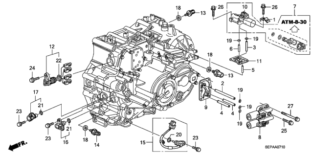 2008 Acura TL 4 Door BASE (NAVIGATION) KA 5AT AT Sensor - Solenoid Diagram