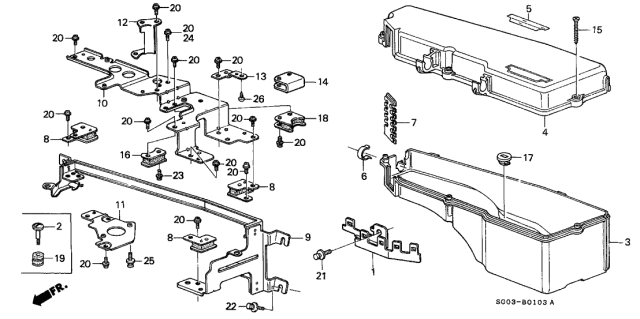 1987 Acura Legend 2 Door STD KA 5MT Control Box Cover Diagram