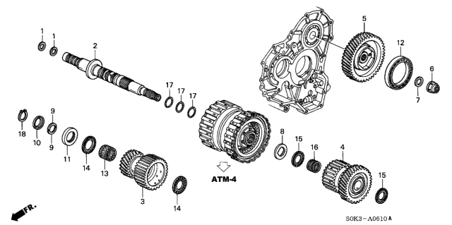 1999 Acura TL 4 Door TL KA 4AT 4AT Secondary Shaft Diagram