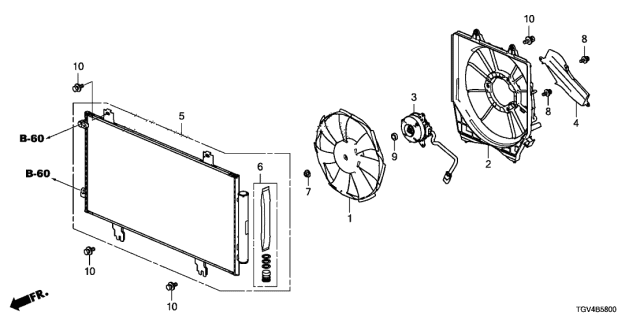 2021 Acura TLX Condenser Assembly Diagram for 80100-TGV-A01