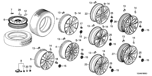 2016 Acura MDX Wheel Disk Diagram