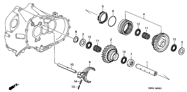 2003 Acura NSX 2 Door NSX-T KA 6MT MT Reverse Gear Shaft Diagram