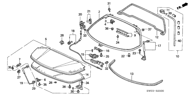 2001 Acura NSX 2 Door NSX KA 6MT Rear Hatch Diagram