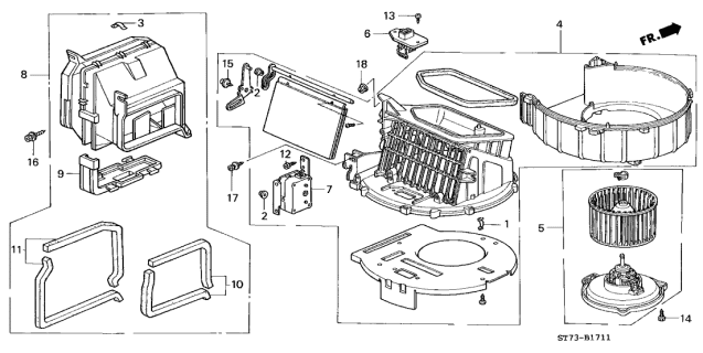1999 Acura Integra Blower Sub-Assembly (Denso) Diagram for 79305-SR3-A01
