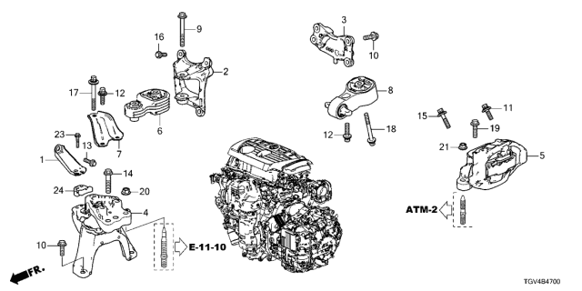 2021 Acura TLX Engine Mounts Diagram