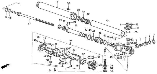 1988 Acura Legend Bushing B, Steering Rack Diagram for 53632-SF1-951