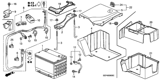 2007 Acura TL Battery Cover (Black) Diagram for 31531-SEP-A01ZA