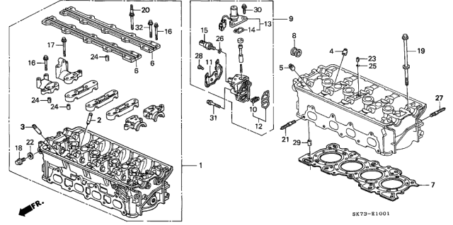 Cylinder Head Assembly Diagram for 12100-P30-020