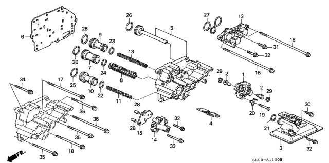 1999 Acura NSX 2 Door NSX-T KA 4AT AT Servo Body Diagram
