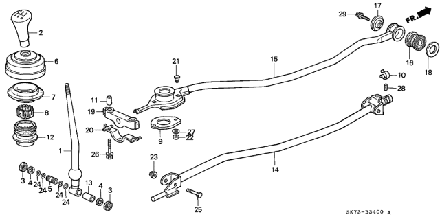 1993 Acura Integra 3 Door GSL (LEATHER) KL 5MT Shift Lever Diagram