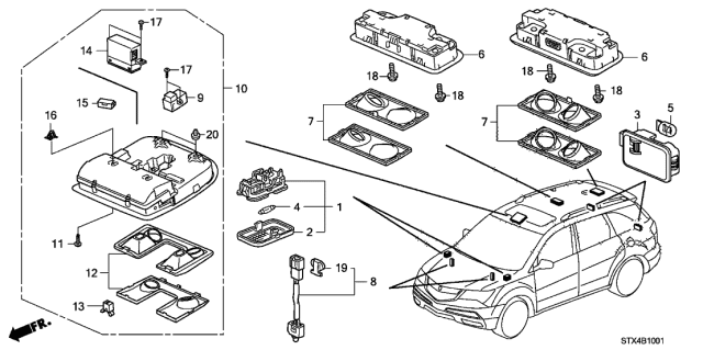 2011 Acura MDX Base Complete (Premium Black) Diagram for 34403-TK4-A11ZC