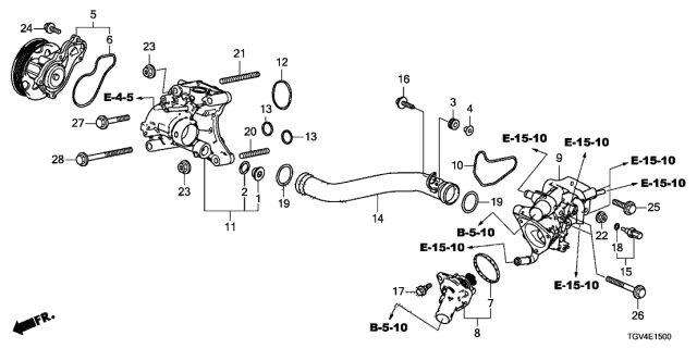 2021 Acura TLX 4 Door ADV KA XAT Water Pump Diagram